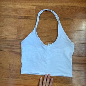 Express white halter crop top